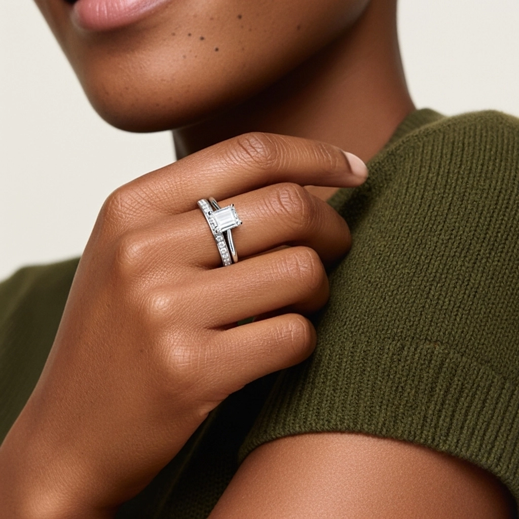 Cathédrale Ensemble nuptial 1.00ct Moissanite