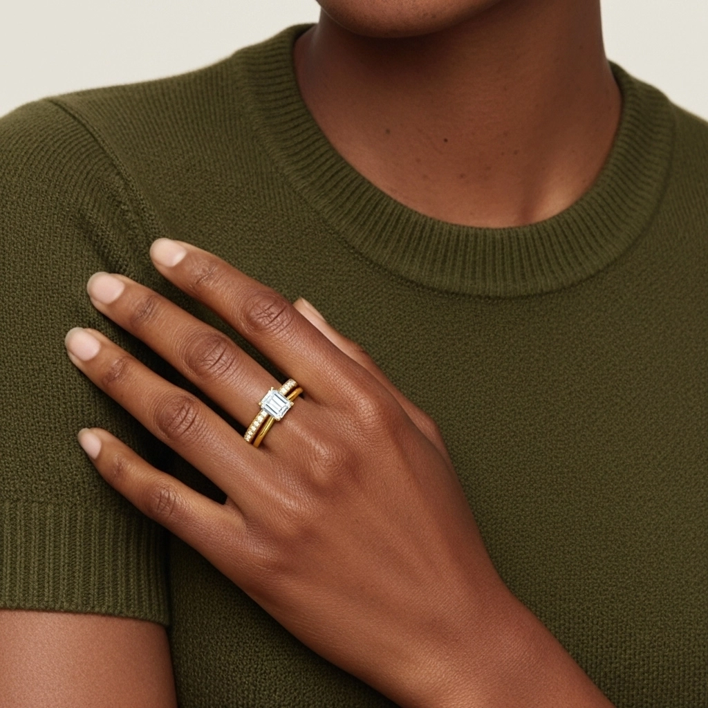 Cathédrale Ensemble nuptial 1.00ct Moissanite