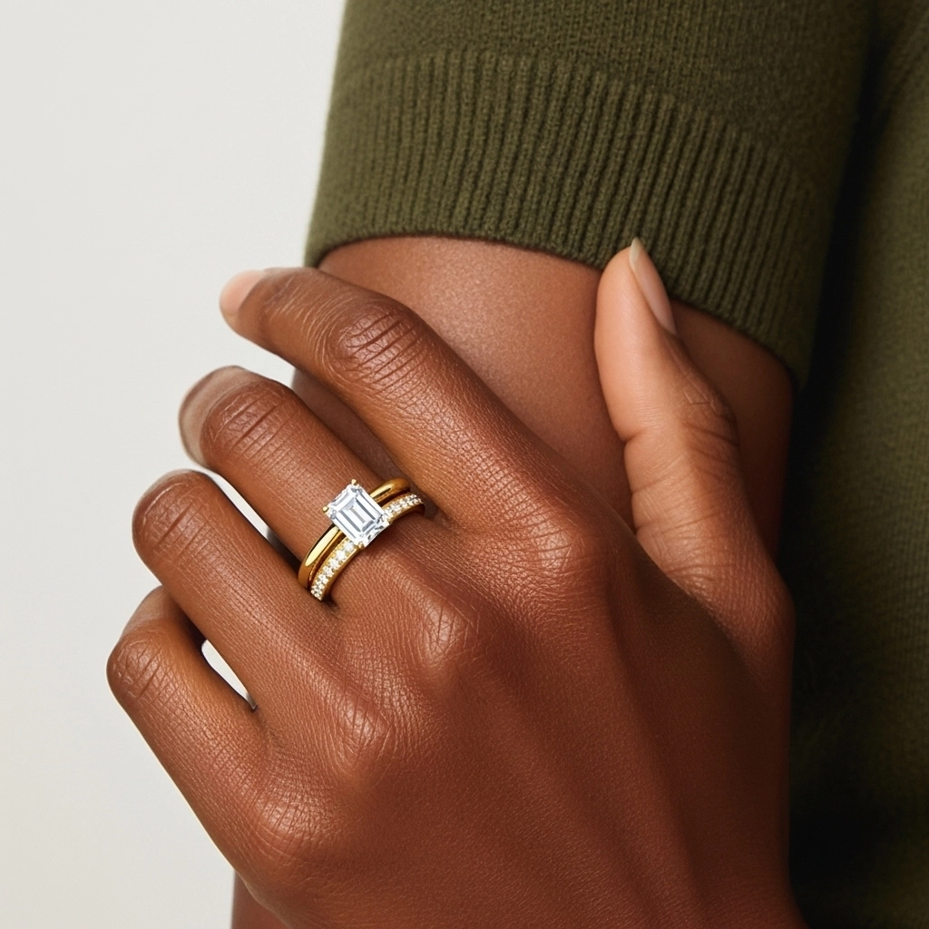 Cathédrale Ensemble nuptial 1.00ct Moissanite