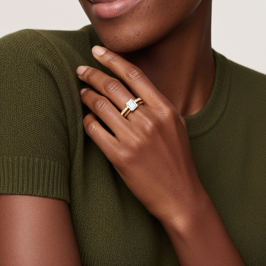 Cathédrale Ensemble nuptial 1.00ct Moissanite