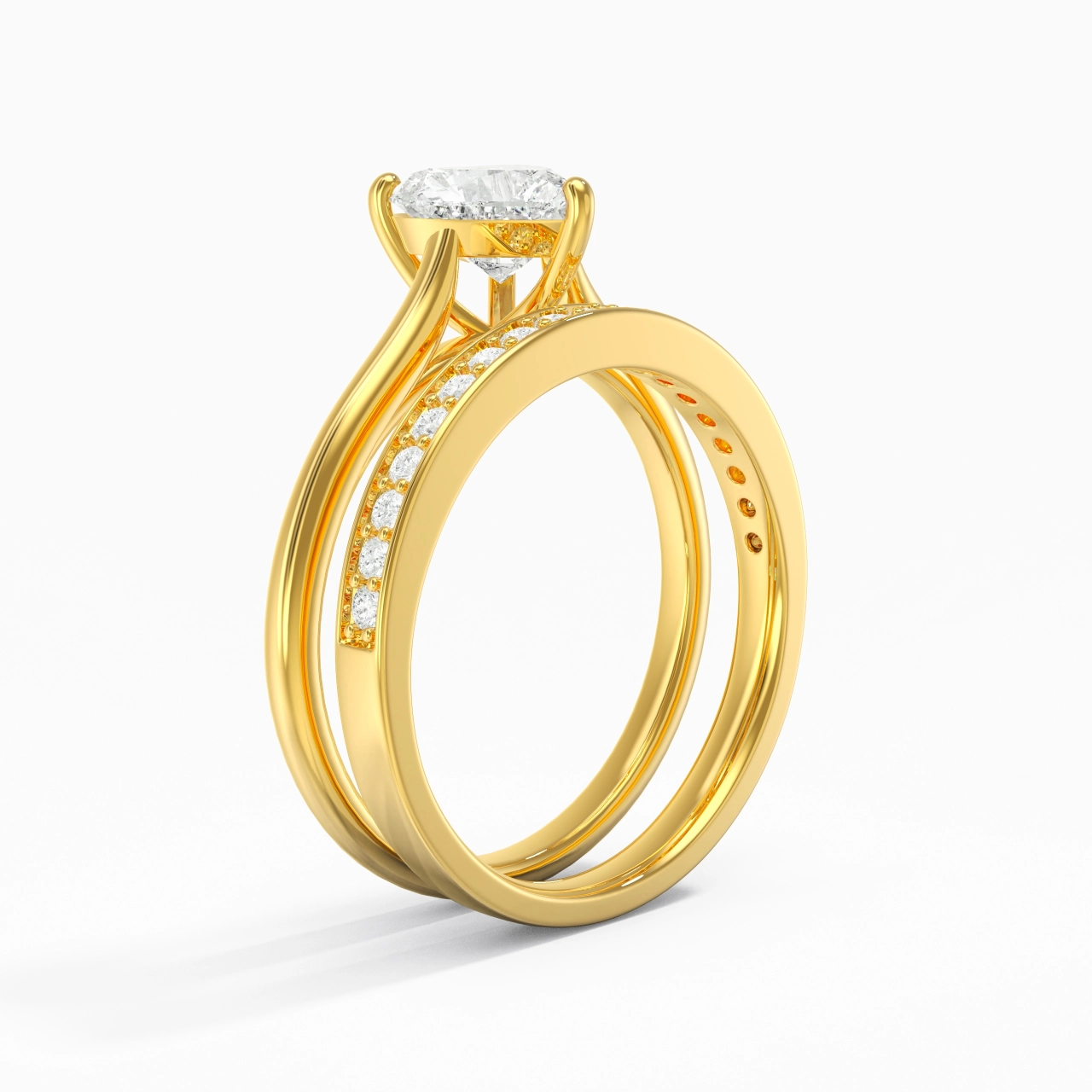 Cathedral Bridal Set 1.00ct Moissanite