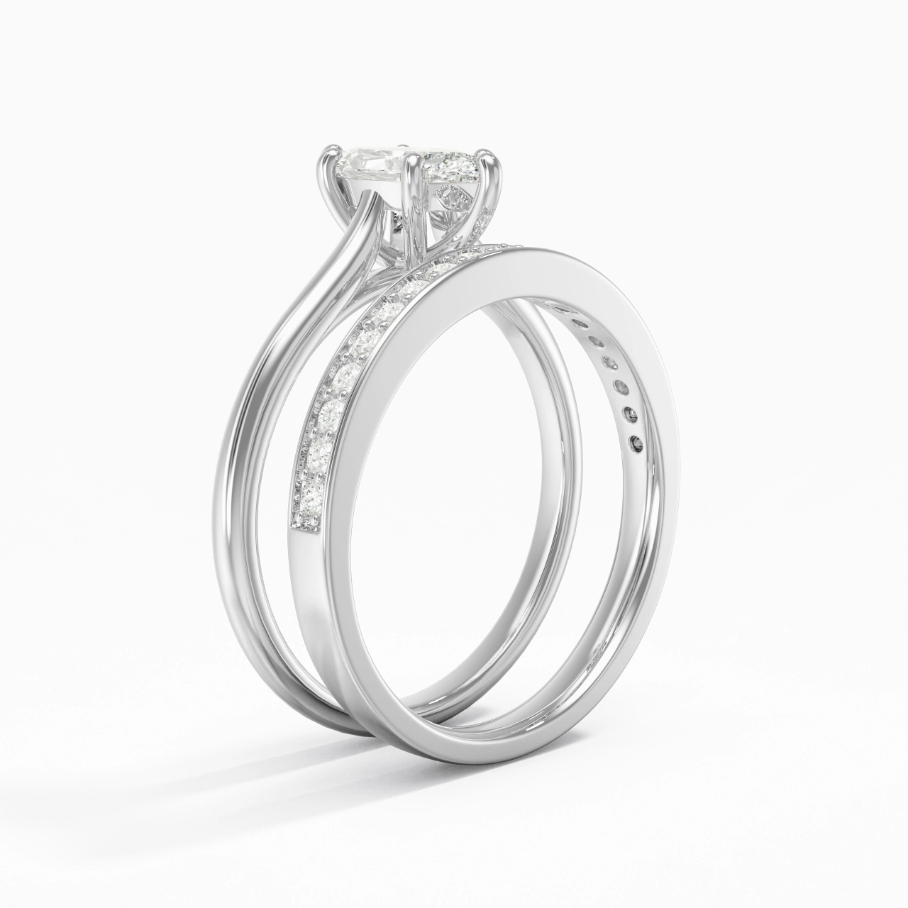 Cathedral Bridal Set 0.80ct Moissanite
