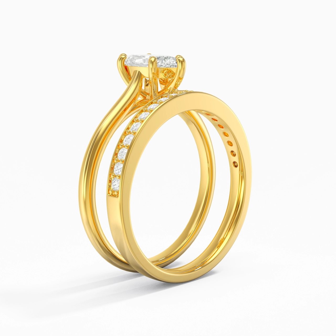 Cathedral Bridal Set 0.80ct Moissanite