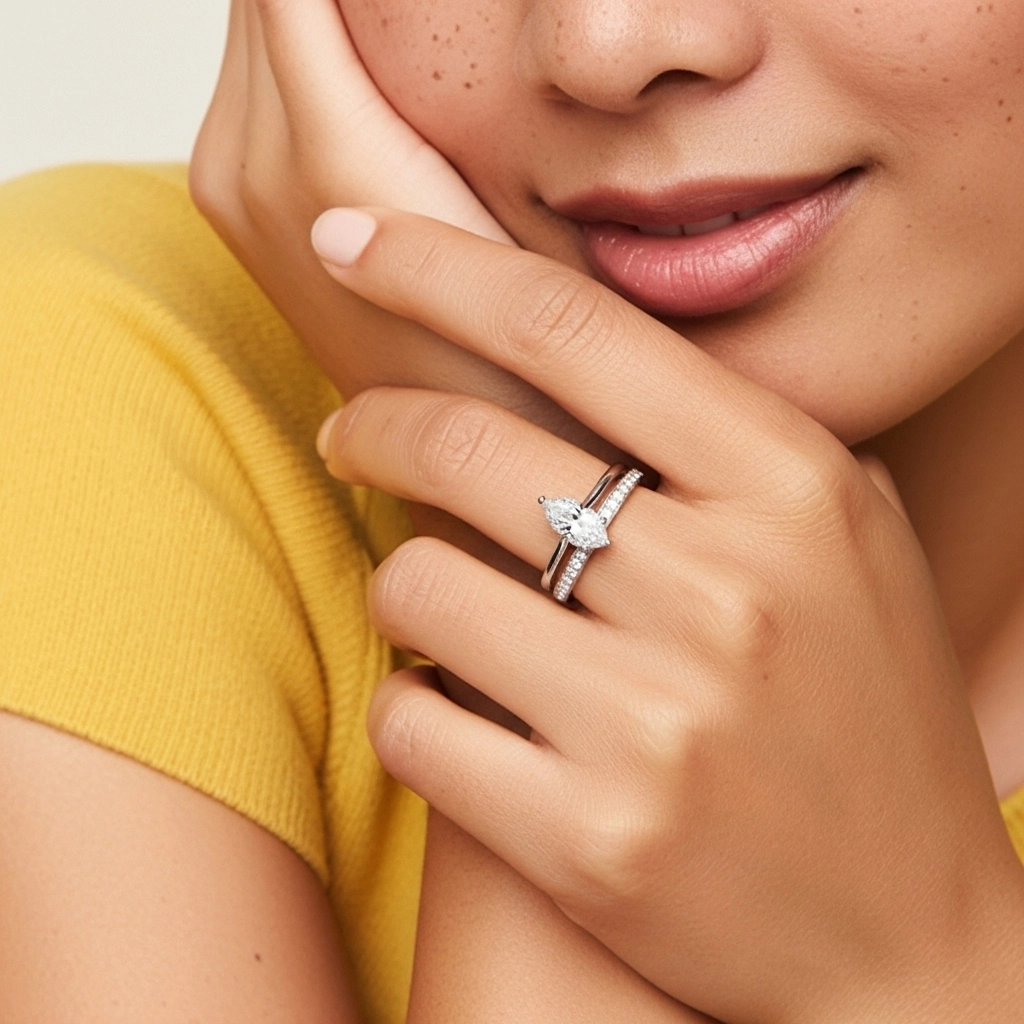 Cathédrale Ensemble nuptial 1.00ct Moissanite