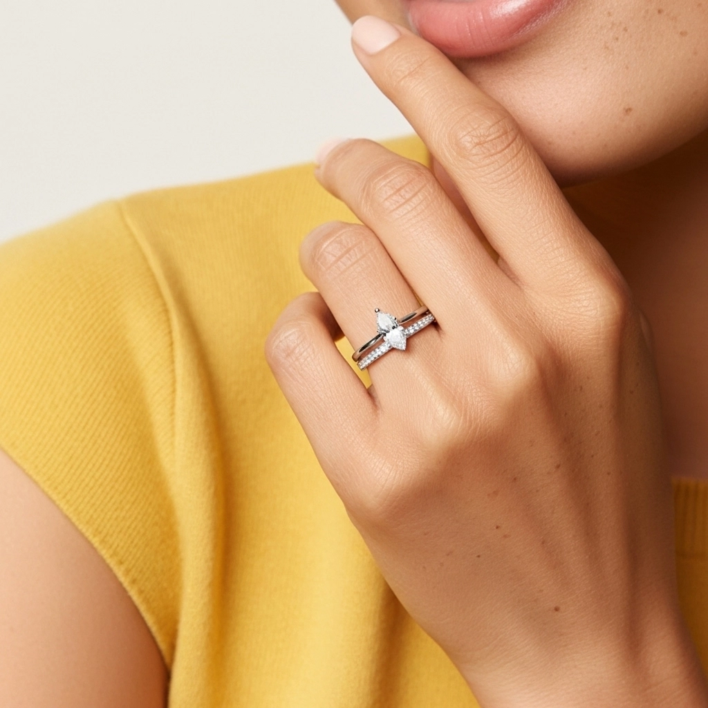 Cathédrale Ensemble nuptial 1.00ct Moissanite