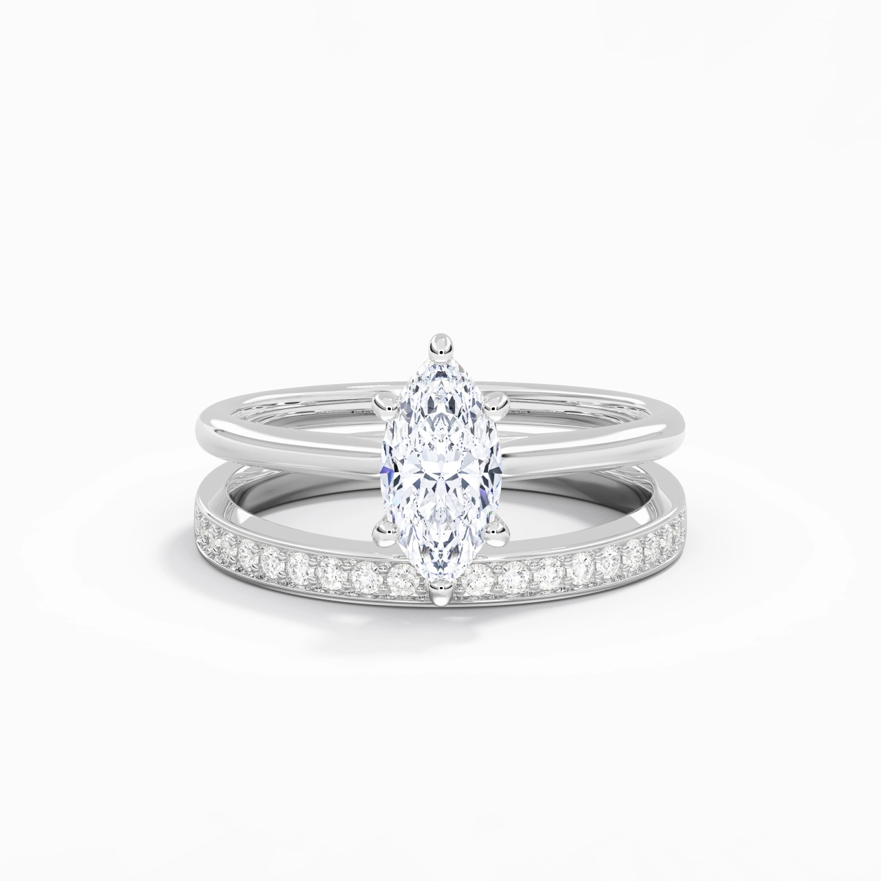 Cathedral Bridal Set 1.00ct Moissanite