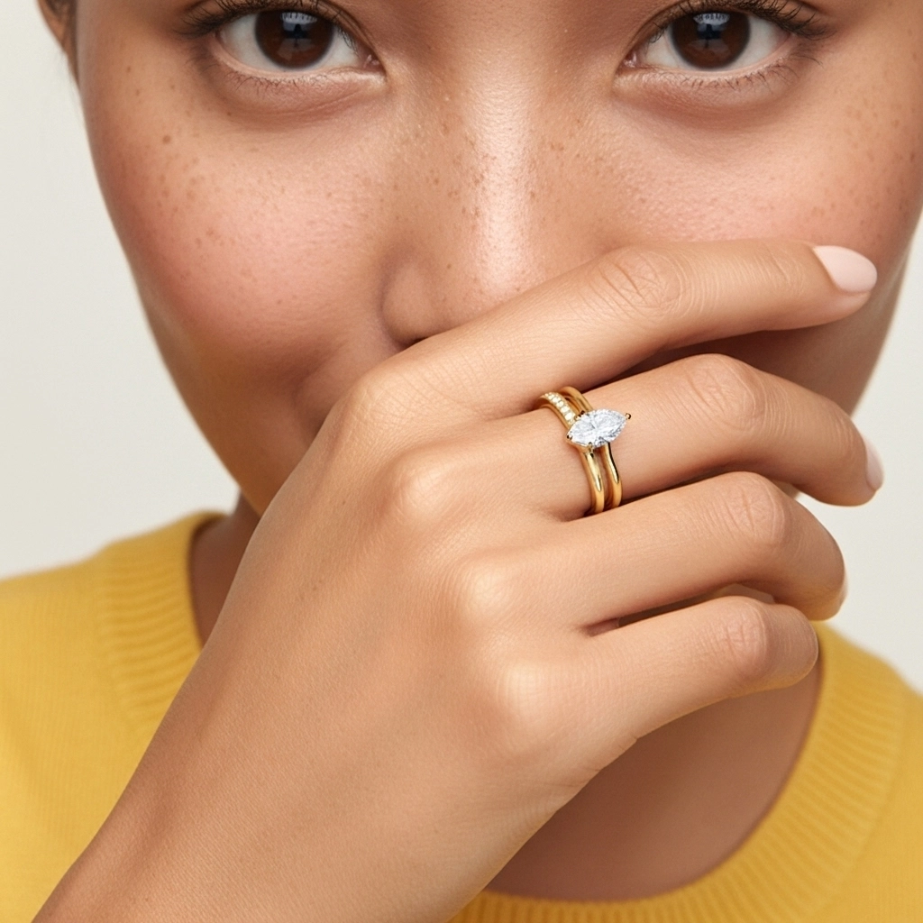 Cathédrale Ensemble nuptial 1.00ct Moissanite