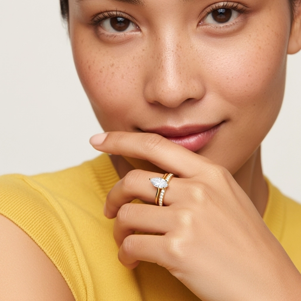 Cathédrale Ensemble nuptial 1.00ct Moissanite