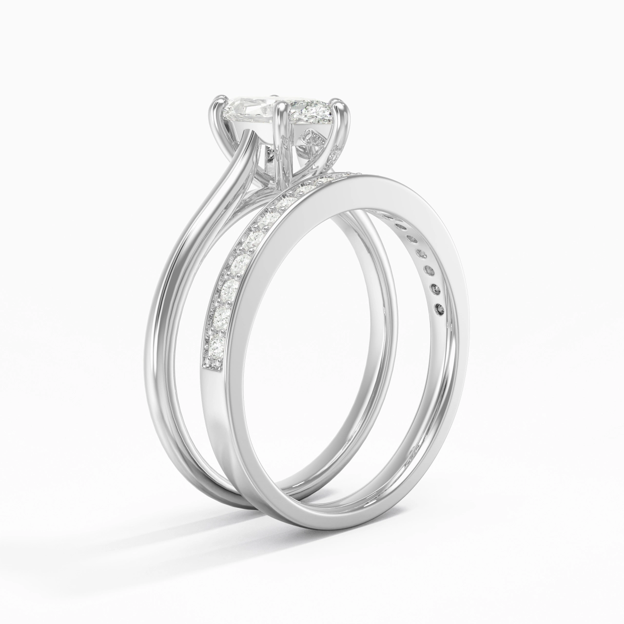 Cathedral Bridal Set 1.00ct Moissanite