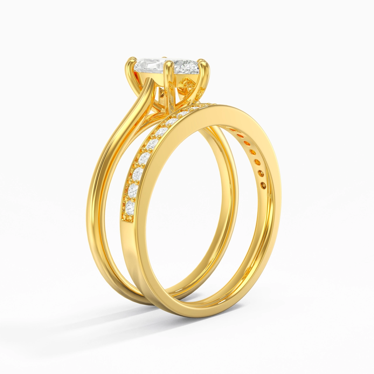 Cathedral Bridal Set 1.00ct Moissanite