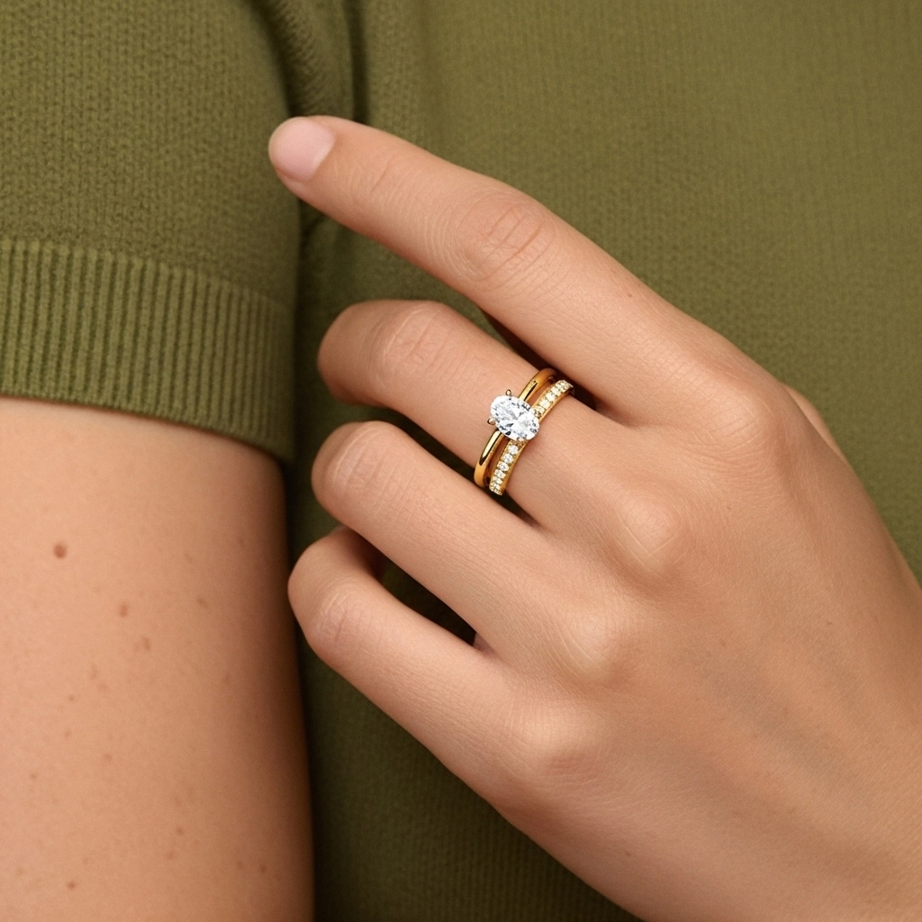 Cathédrale Ensemble nuptial 1.00ct Moissanite