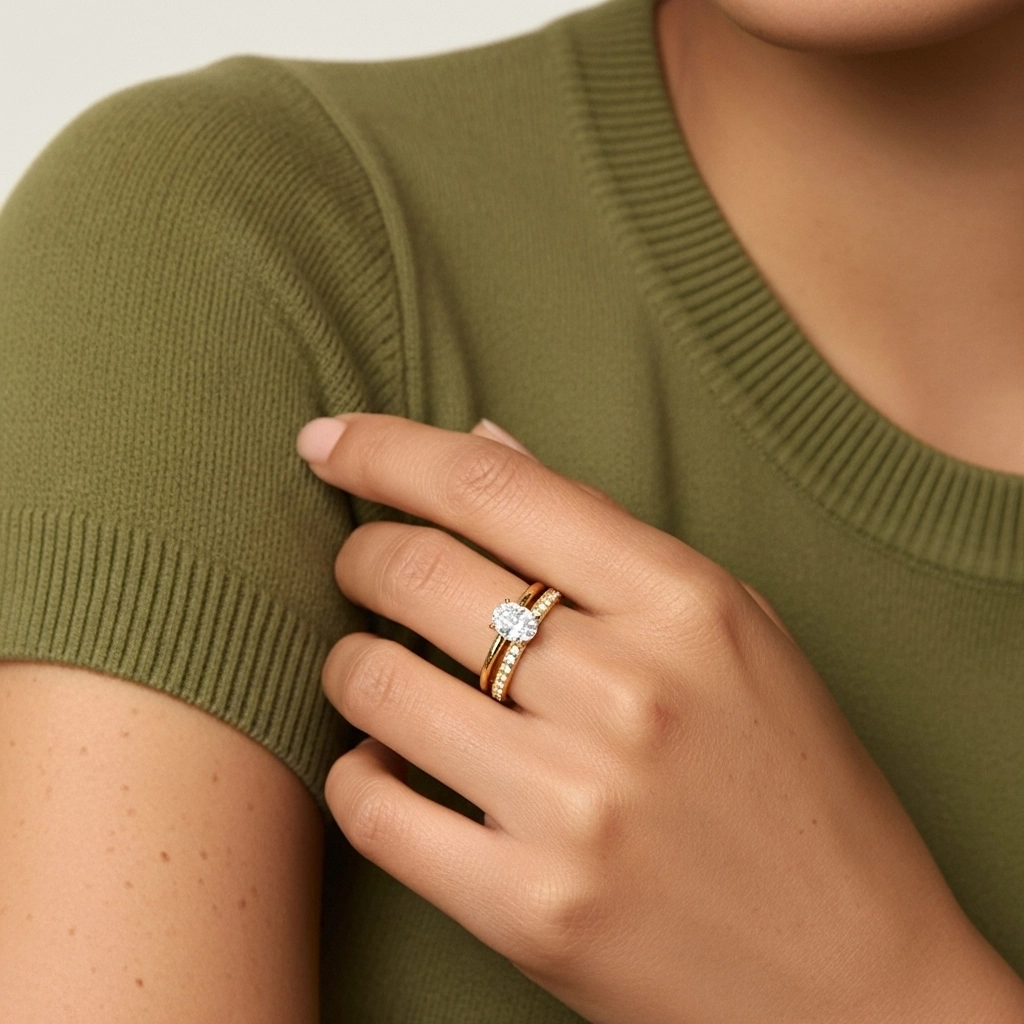 Cathédrale Ensemble nuptial 1.00ct Moissanite