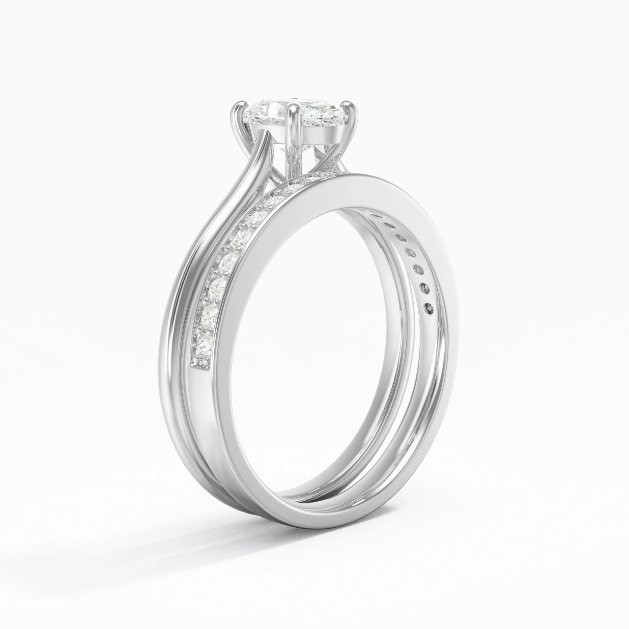 Cathedral Bridal Set 1.00ct Moissanite