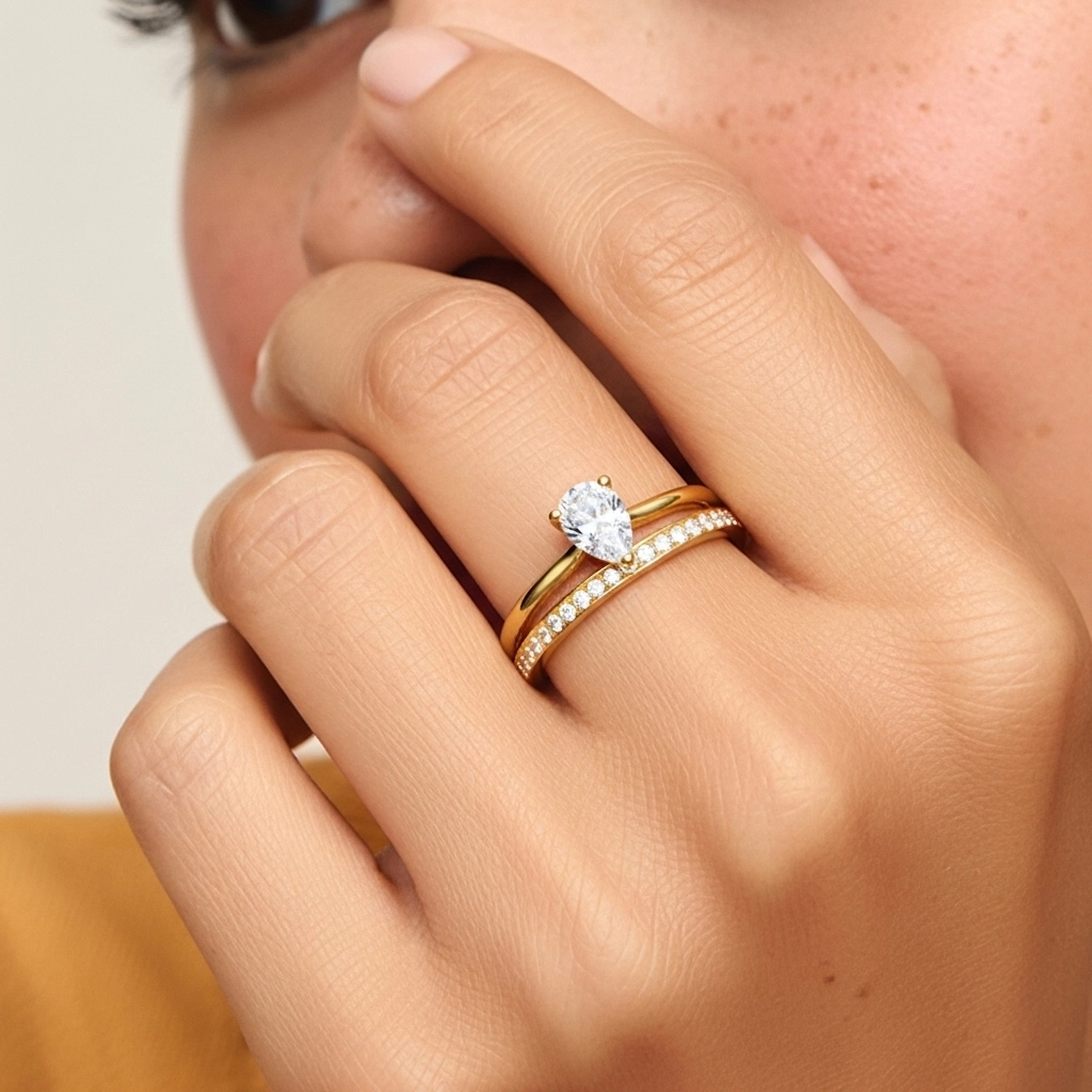 Cathédrale Ensemble nuptial 1.00ct Moissanite