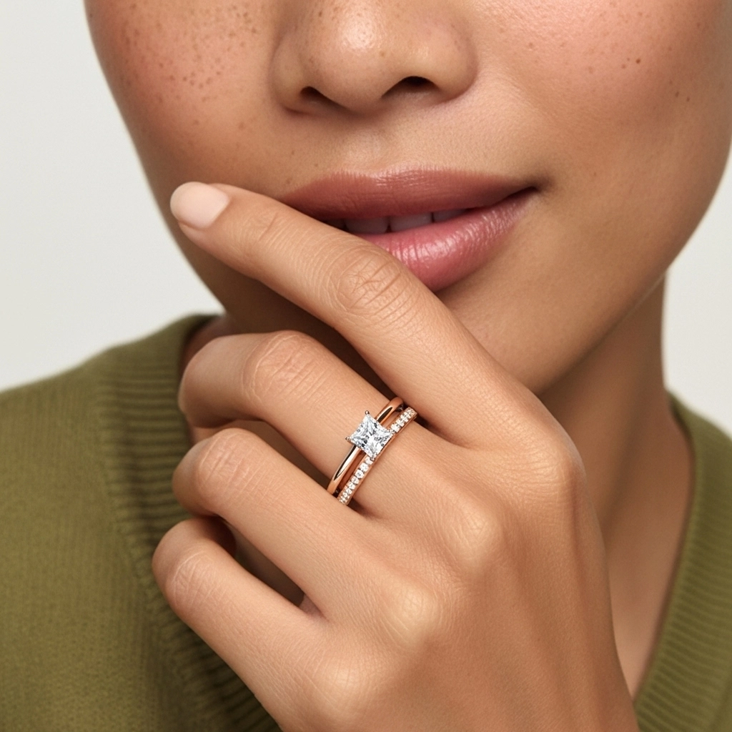 Cathédrale Ensemble nuptial 1.00ct Moissanite