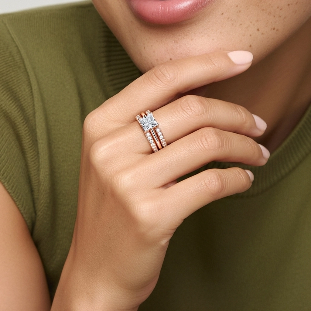 Cathédrale Ensemble nuptial 1.00ct Moissanite