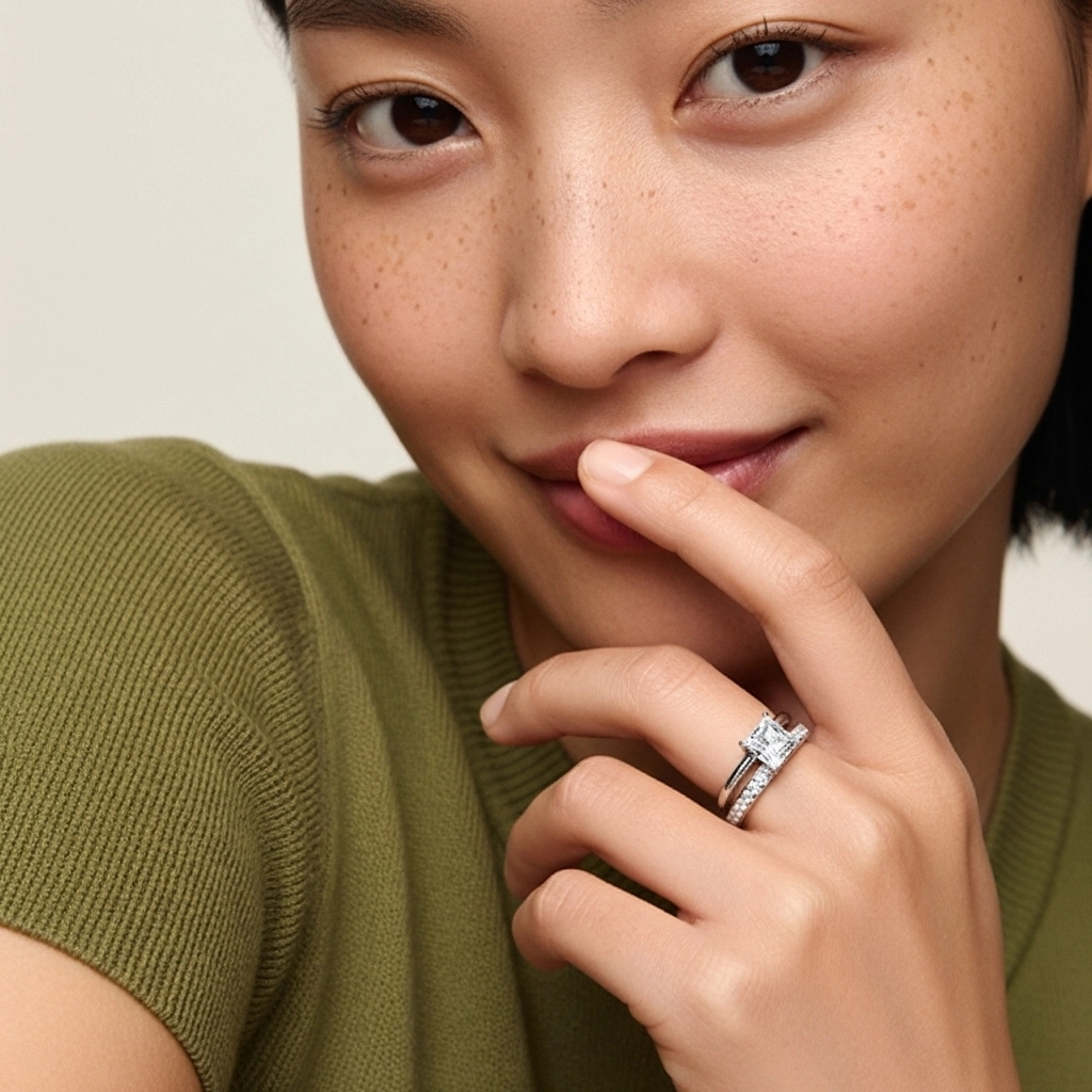 Cathédrale Ensemble nuptial 1.00ct Moissanite