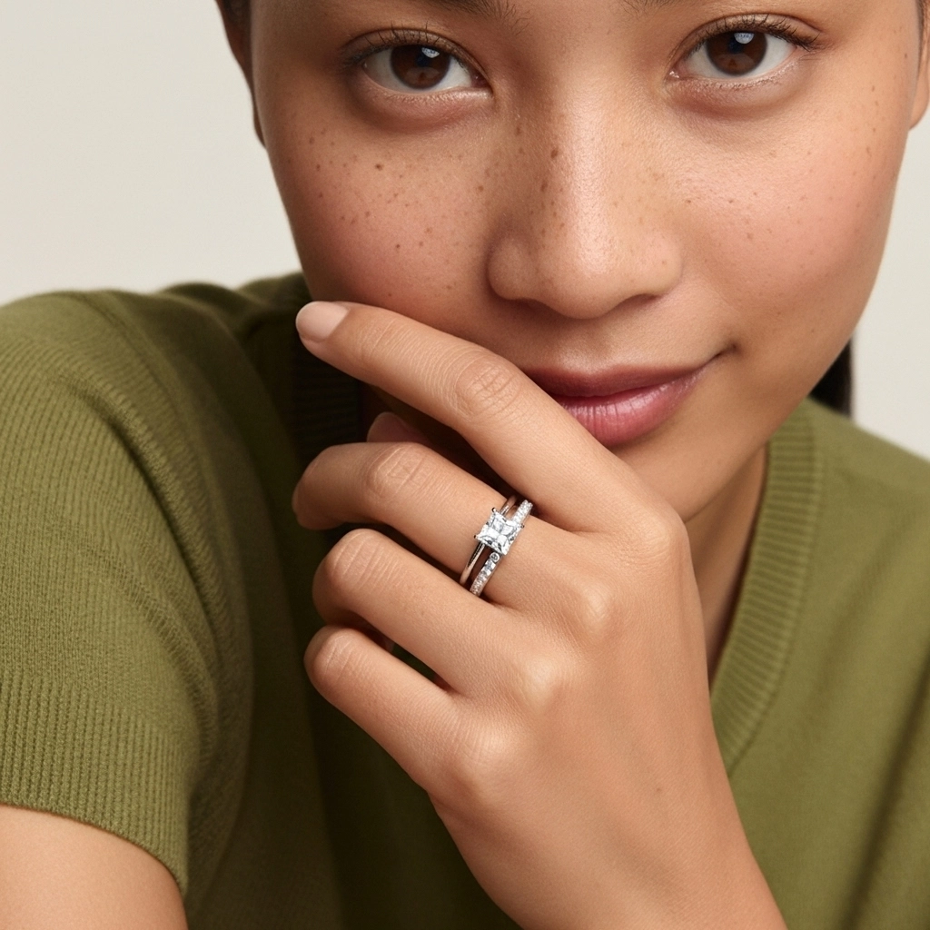 Cathédrale Ensemble nuptial 1.00ct Moissanite