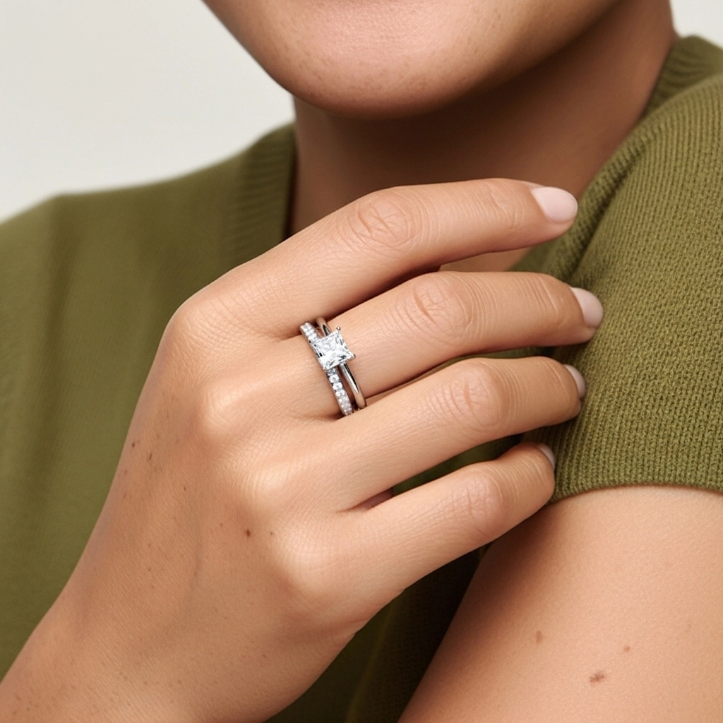 Cathédrale Ensemble nuptial 1.00ct Moissanite