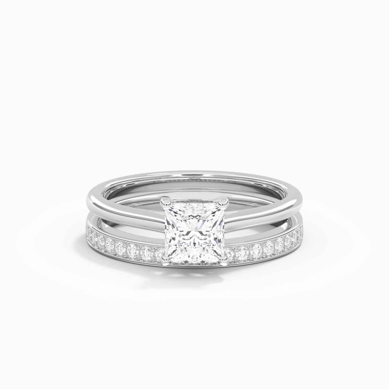 Cathedral Bridal Set 1.00ct Moissanite
