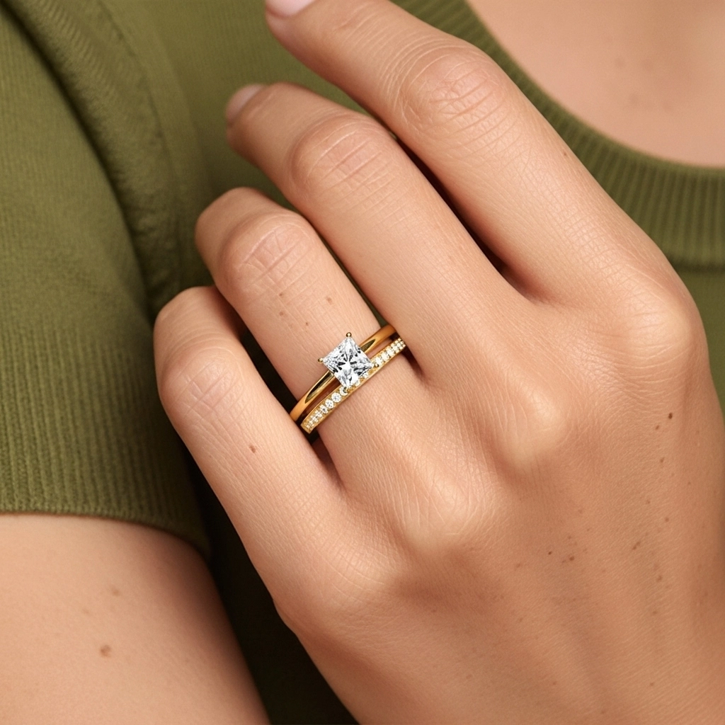 Cathédrale Ensemble nuptial 1.00ct Moissanite