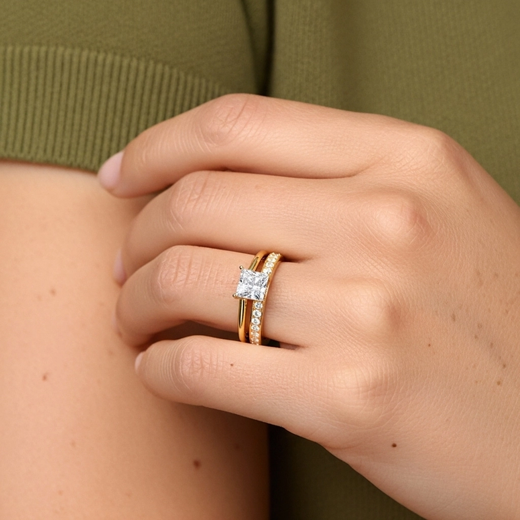 Cathédrale Ensemble nuptial 1.00ct Moissanite