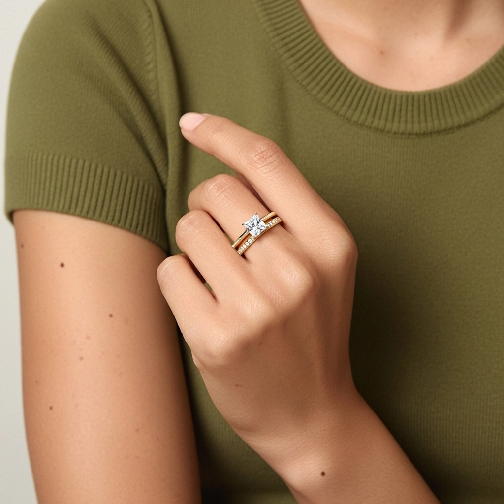 Cathédrale Ensemble nuptial 1.00ct Moissanite