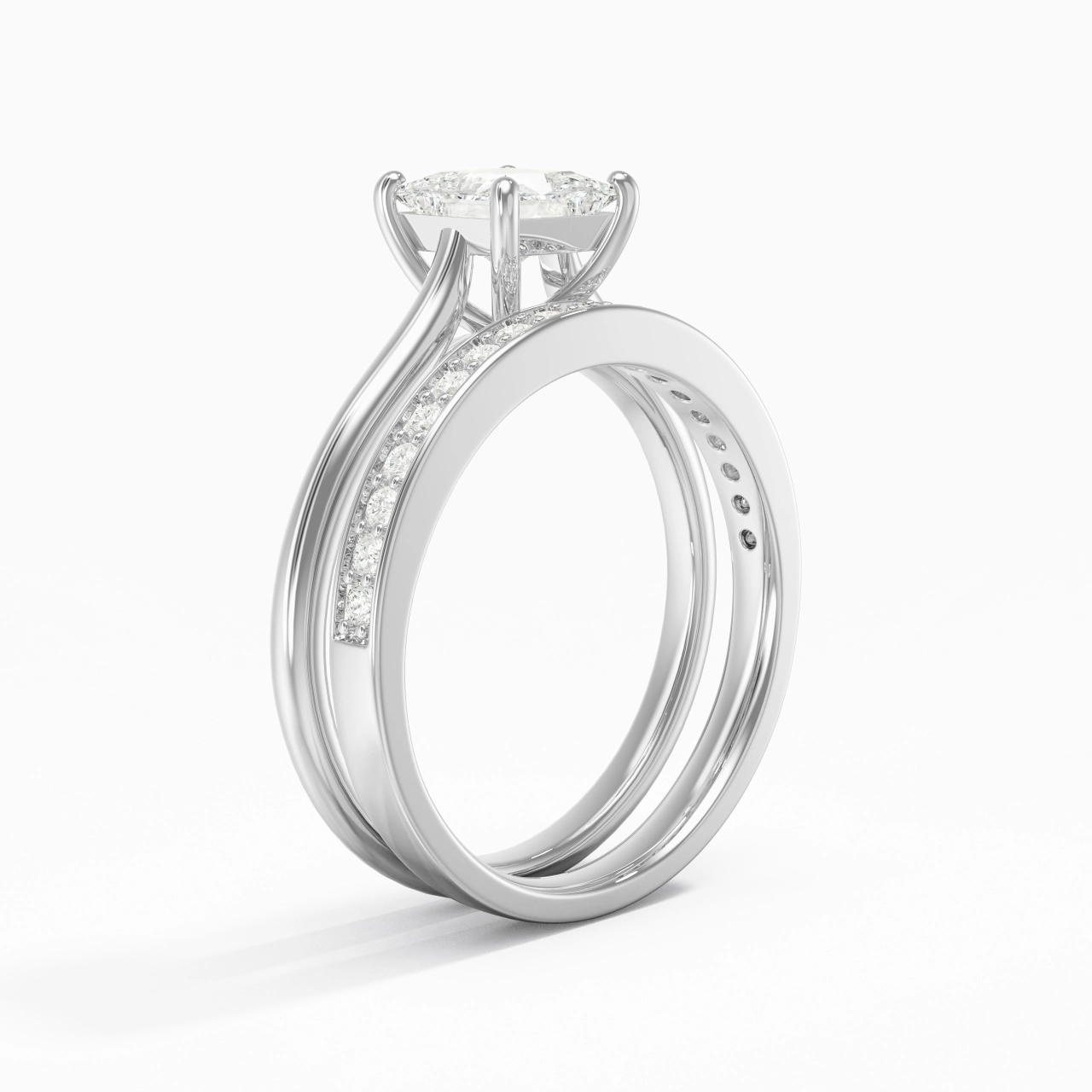 Cathedral Bridal Set 1.00ct Moissanite