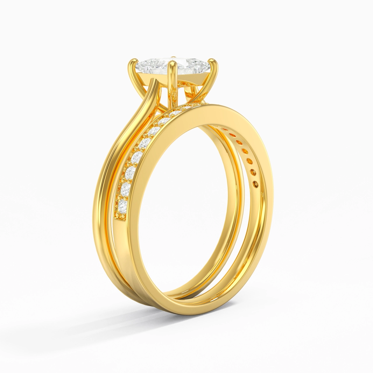Cathedral Bridal Set 1.00ct Moissanite