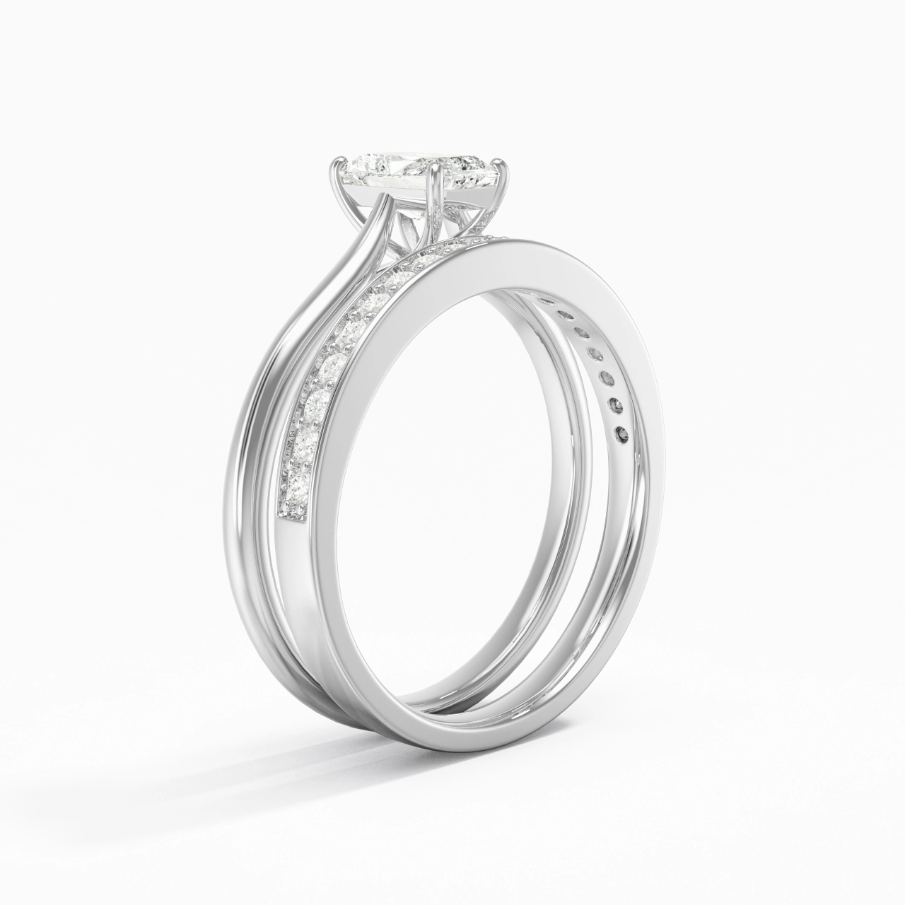 Cathedral Bridal Set 0.80ct Moissanite