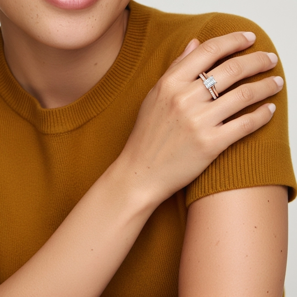 Cathédrale Ensemble nuptial 1.00ct Moissanite