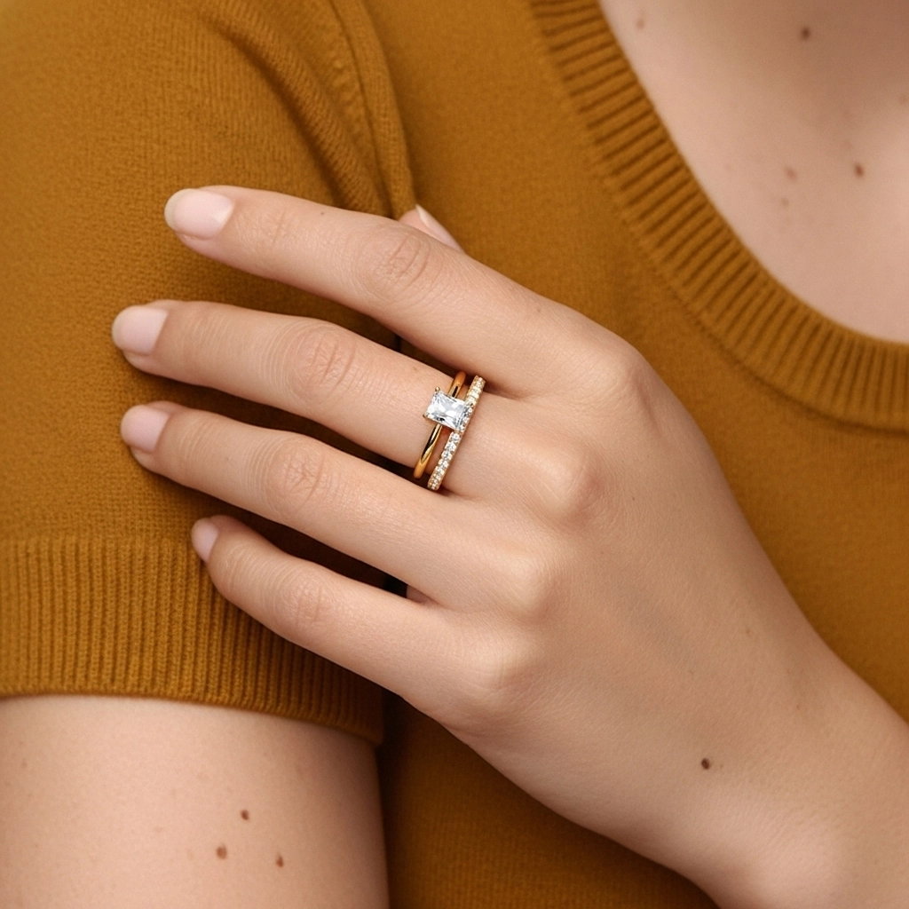 Cathédrale Ensemble nuptial 1.00ct Moissanite