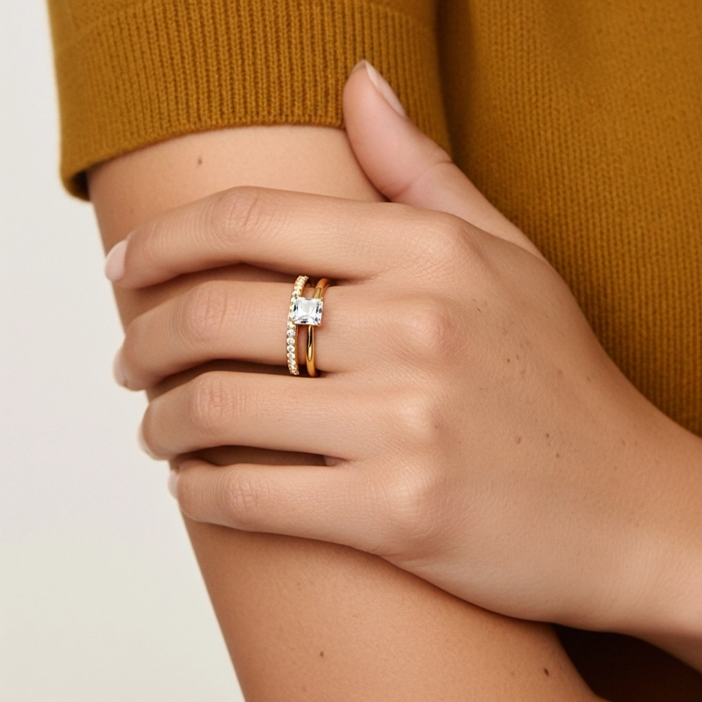 Cathédrale Ensemble nuptial 1.00ct Moissanite