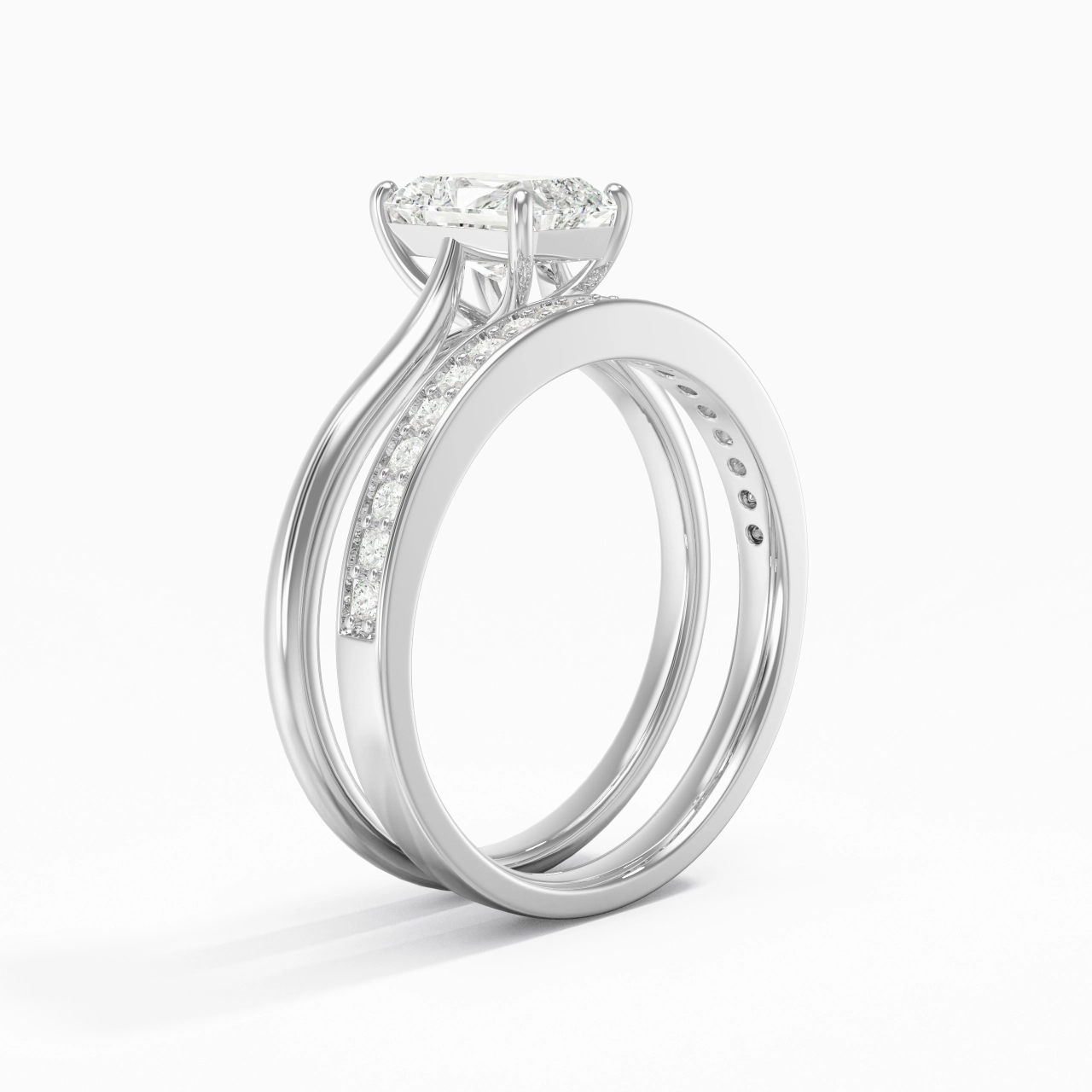 Cathedral Bridal Set 1.00ct Moissanite