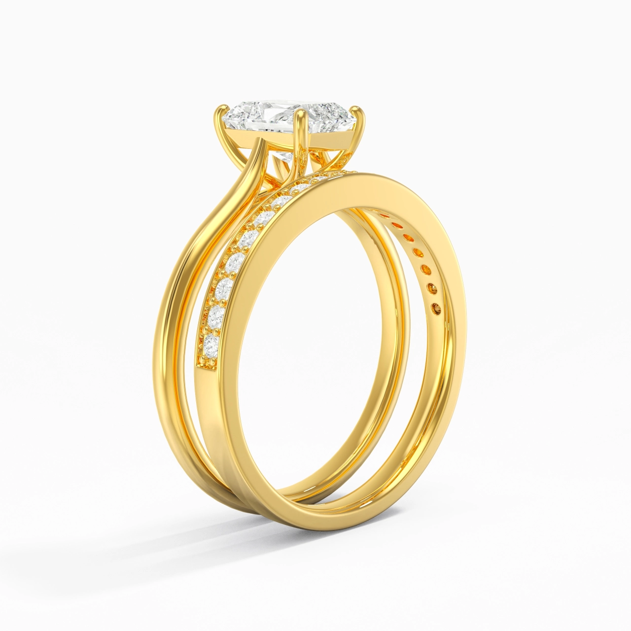 Cathédrale Ensemble nuptial 1.00ct Moissanite