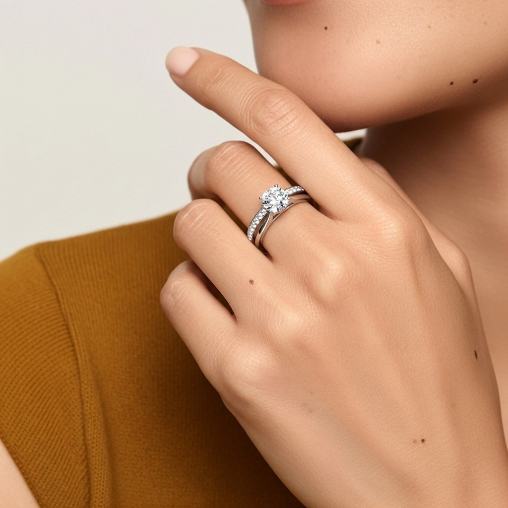 Cathédrale Ensemble nuptial 1.00ct Moissanite