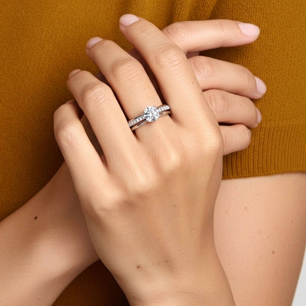 Cathédrale Ensemble nuptial 1.00ct Moissanite