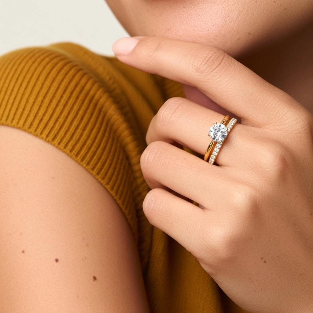 Cathédrale Ensemble nuptial 1.00ct Moissanite