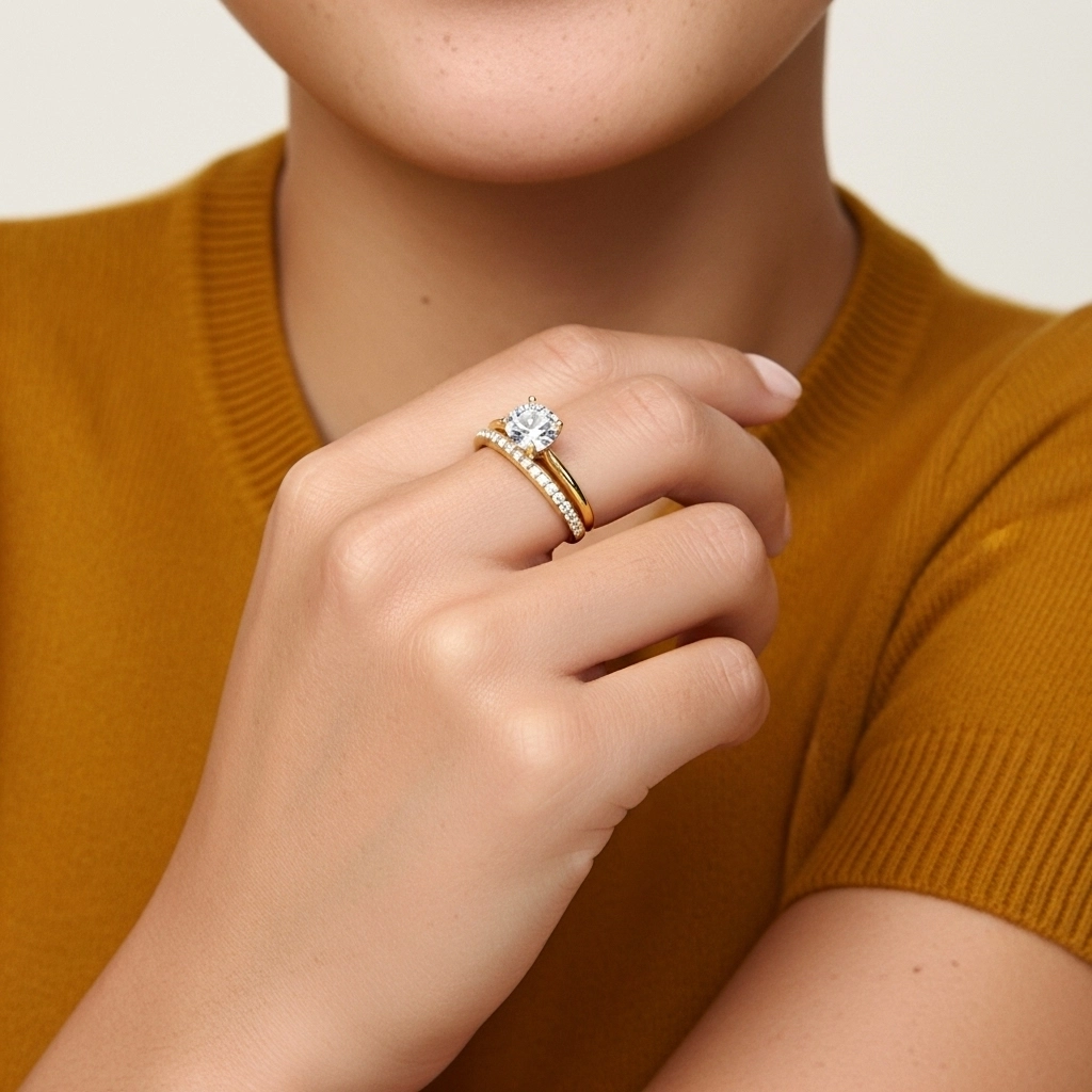 Cathédrale Ensemble nuptial 1.00ct Moissanite