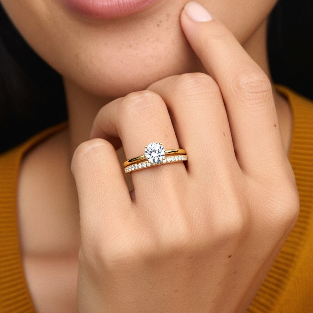 Cathédrale Ensemble nuptial 1.00ct Moissanite