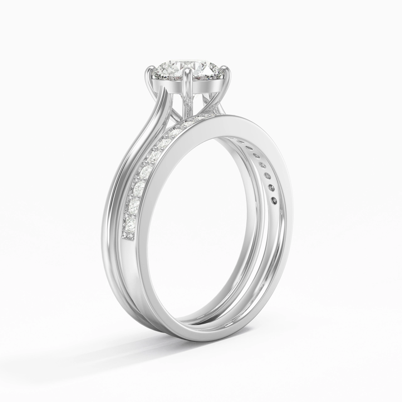 Cathedral Bridal Set 1.00ct Moissanite