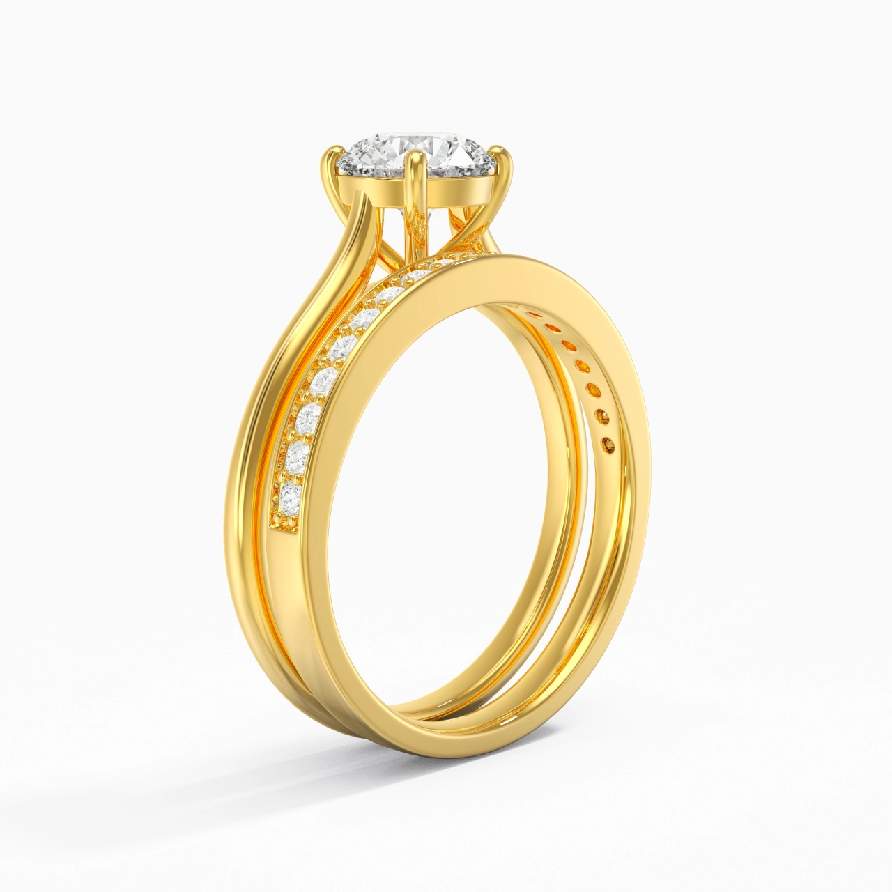 Cathedral Bridal Set 1.00ct Moissanite