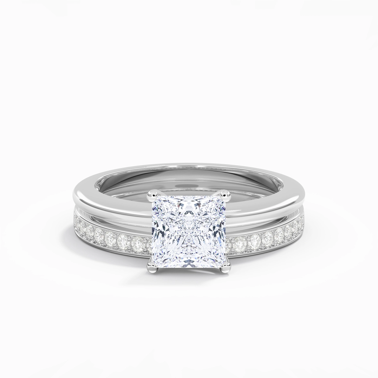 White Gold Plated Classic Wedding Ring Set