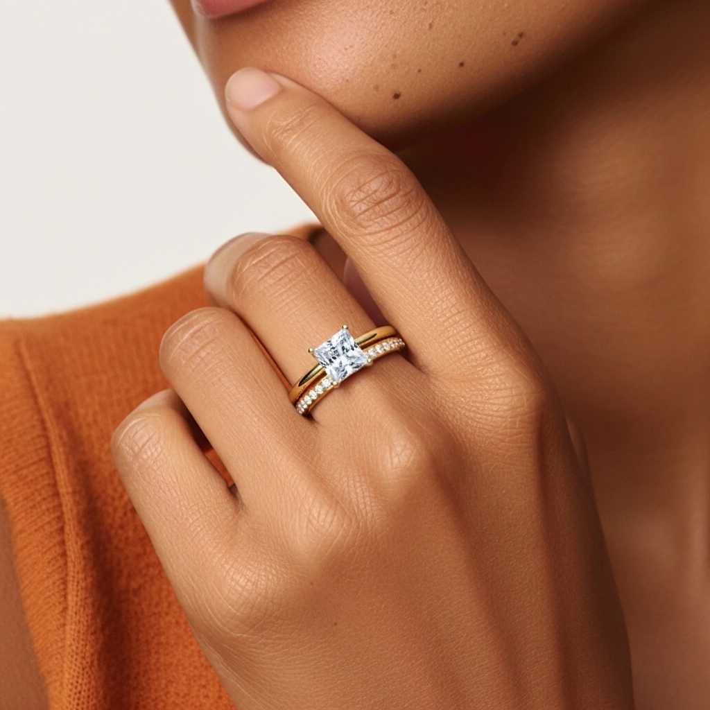 18K Yellow Gold Plated Classic Wedding Ring Set