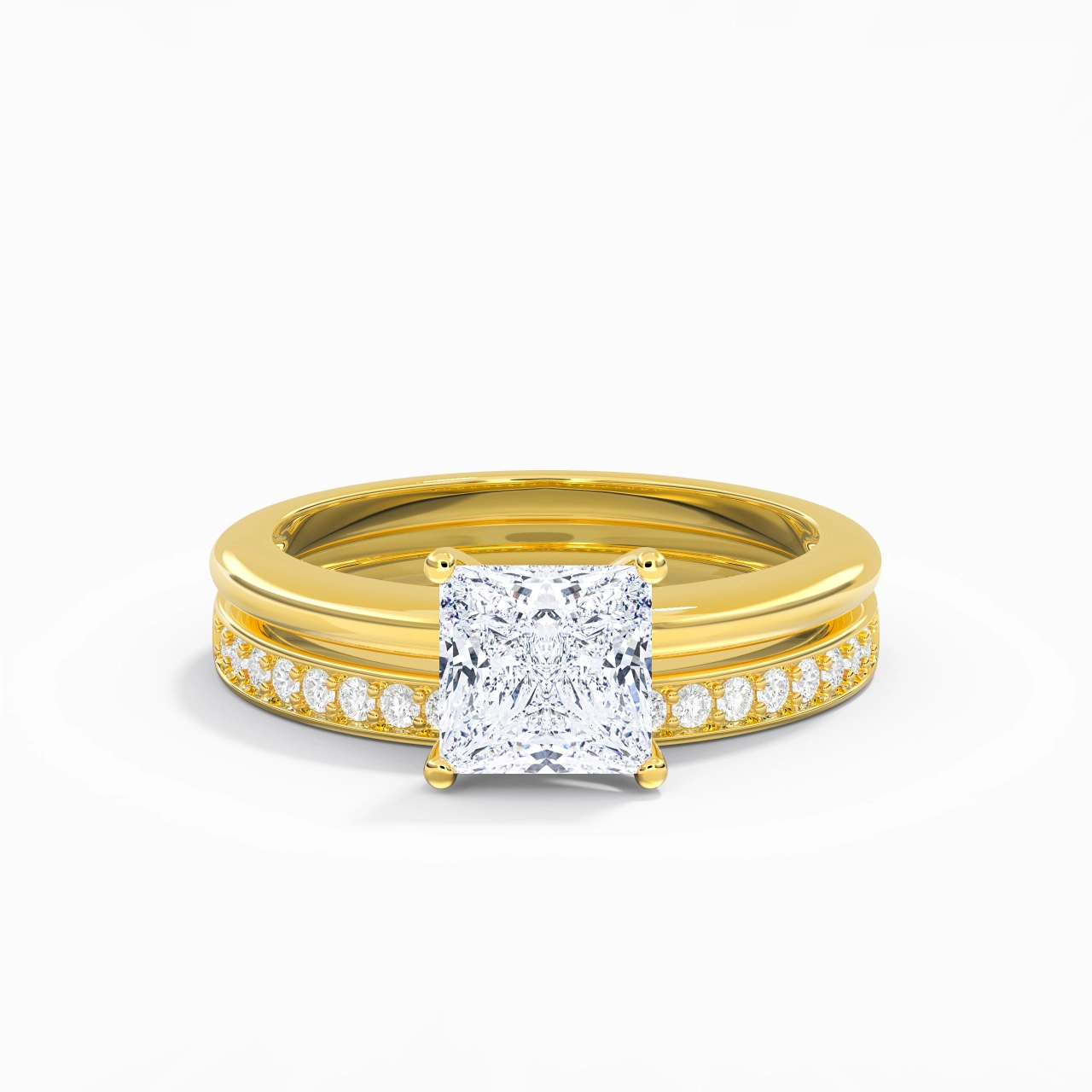 18K Yellow Gold Plated Classic Wedding Ring Set