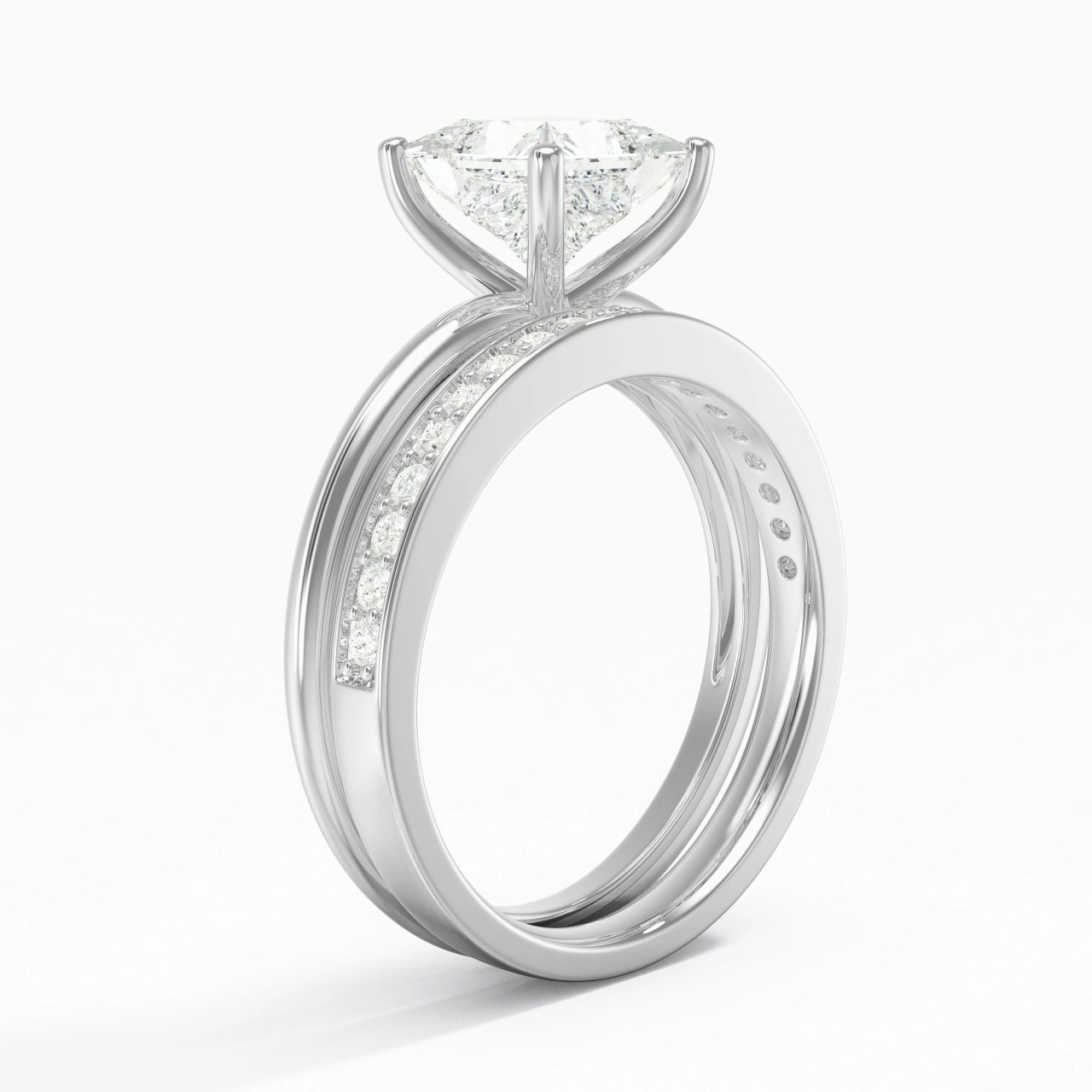 White Gold Plated Classic Wedding Ring Set