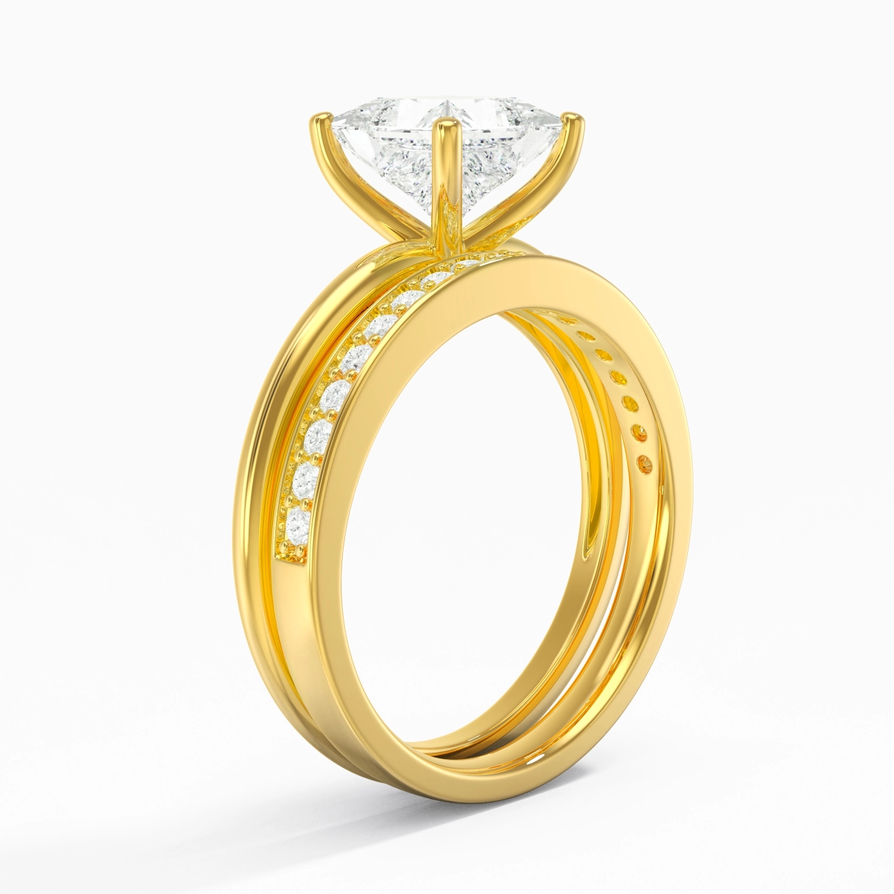 18K Yellow Gold Plated Classic Wedding Ring Set