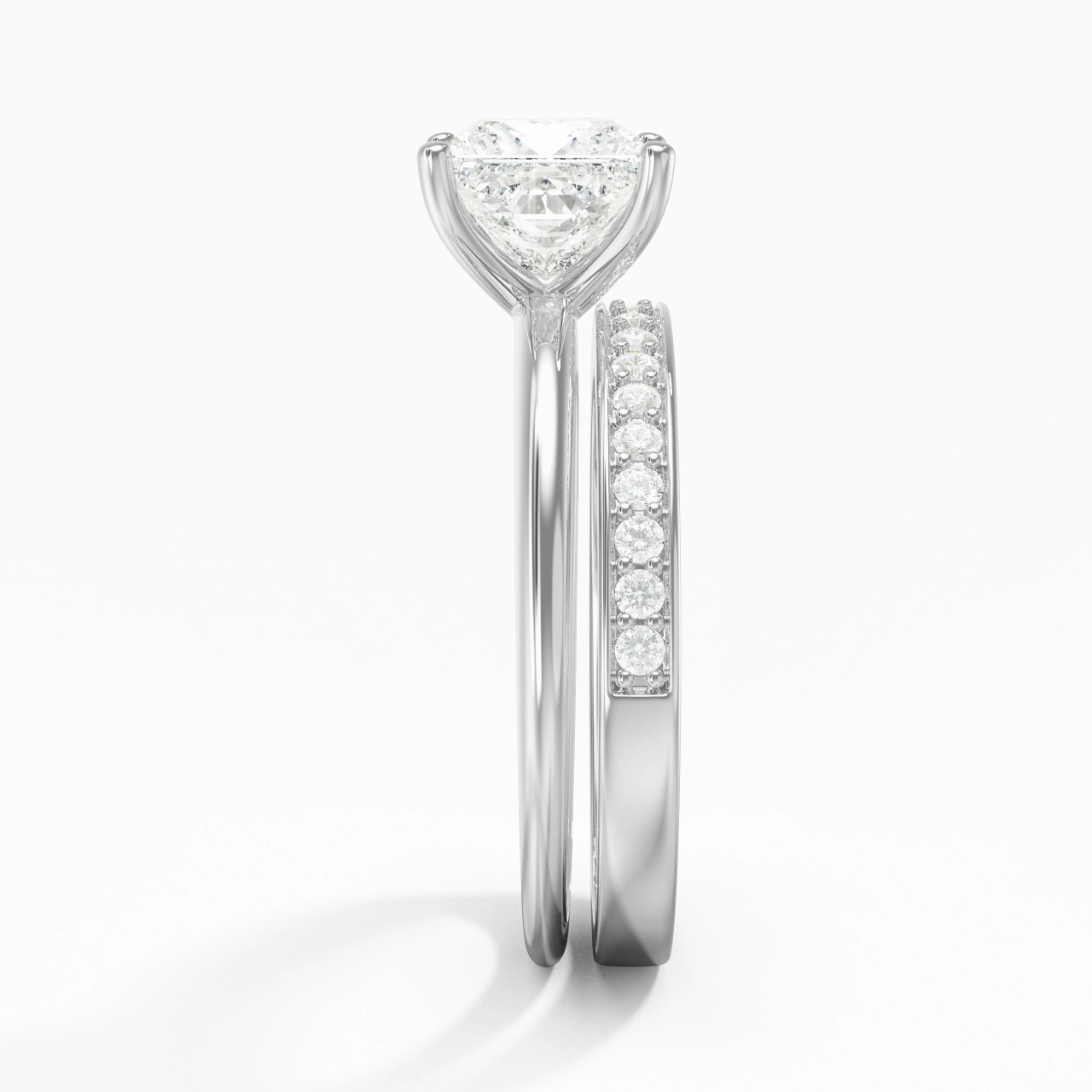 White Gold Plated Classic Wedding Ring Set