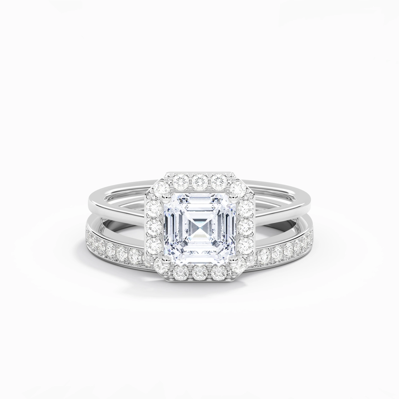 Antique Asscher 1.50ct Moissanite Bridal Set