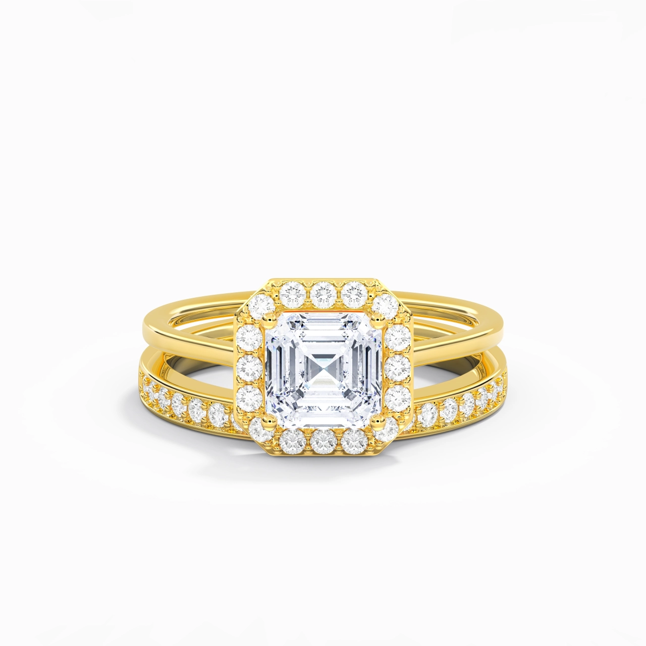 Antique Asscher 1.50ct Moissanite Bridal Set